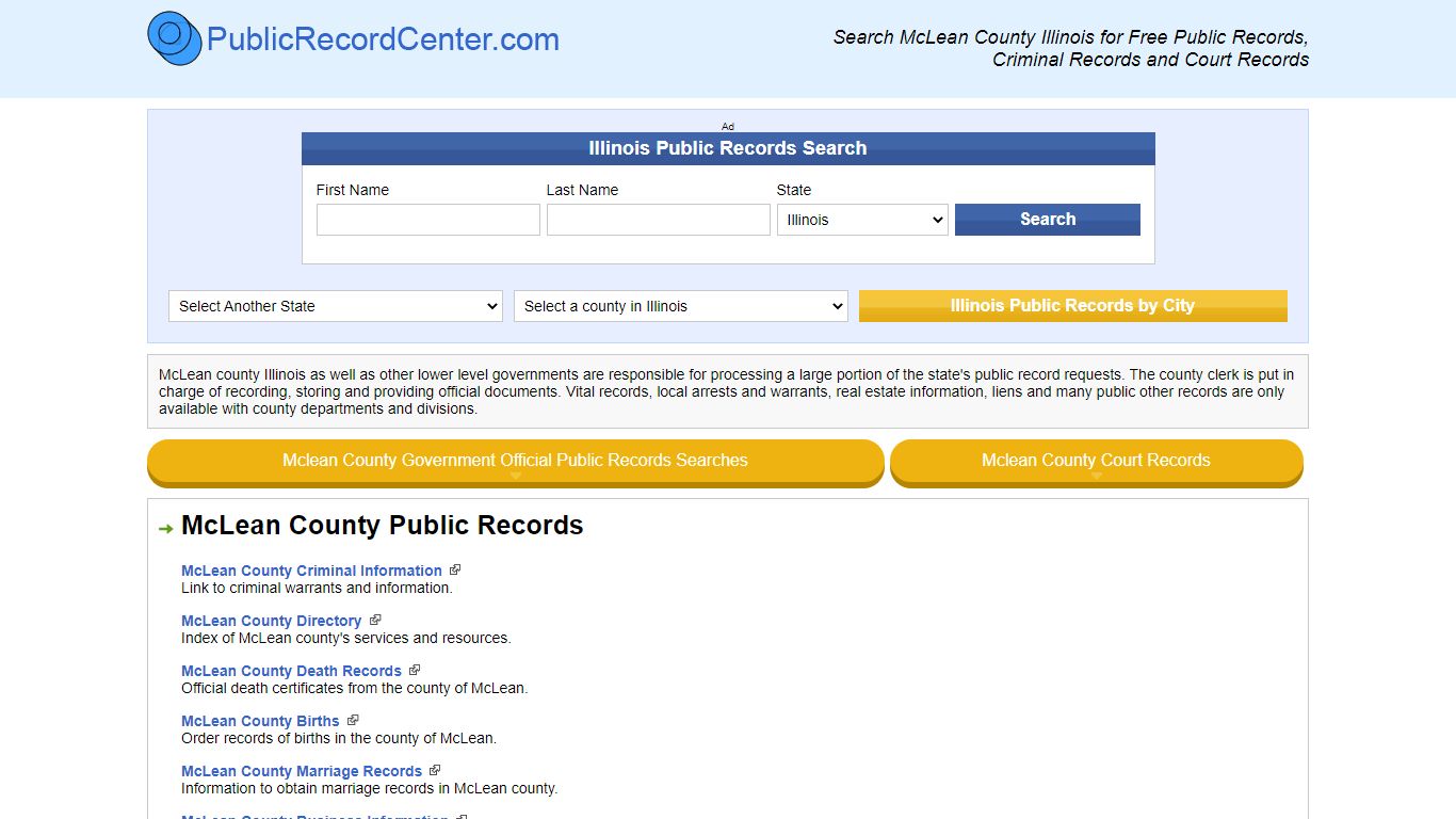 Mclean County Illinois Free Public Records - Court Records - Criminal ...